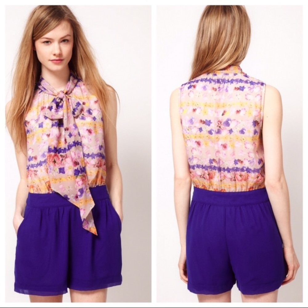 Ted Baker Playsuit Romper Bow Floral Women’s Sz 6 US